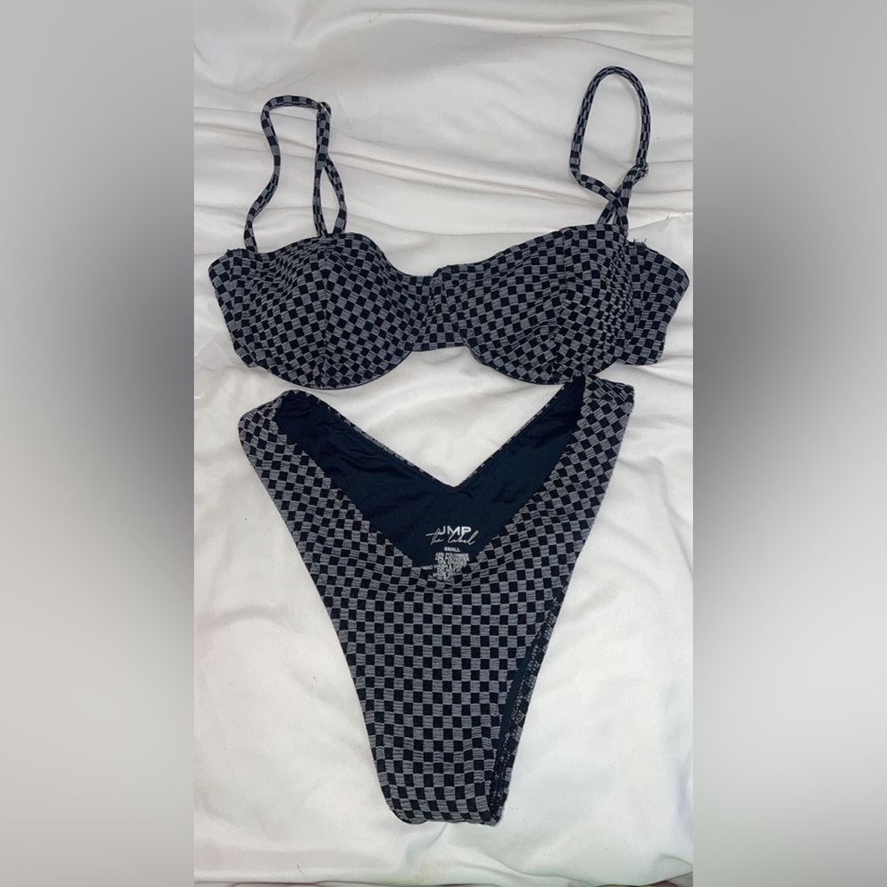 Jmp the label black and grey checkered bikini set